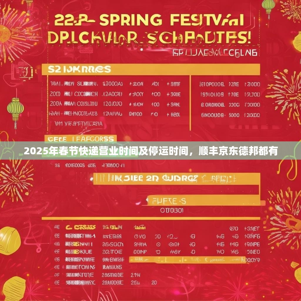 2025年春节快递营业时间及停运时间，顺丰京东德邦都有