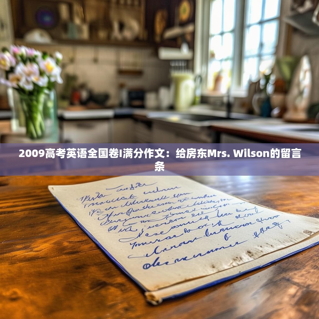 2009高考英语全国卷I满分作文:给房东Mrs. Wilson的留言条